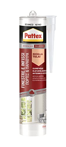 Pattex Silicone Sigillante Finestre Infissi, Silicone Bianco Neutro A Basso Modulo, Elastico, Per Serramenti, Porte, Finestre E Infissi, Per Interni E