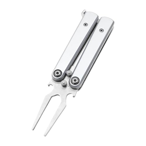 TISHITA ゴルフ修理ツール ゴルフアクセサリー 金属製 軽量 芝生の修理やグリーンメンテナンスのギフト 折りたたみ式ツール, 細長い