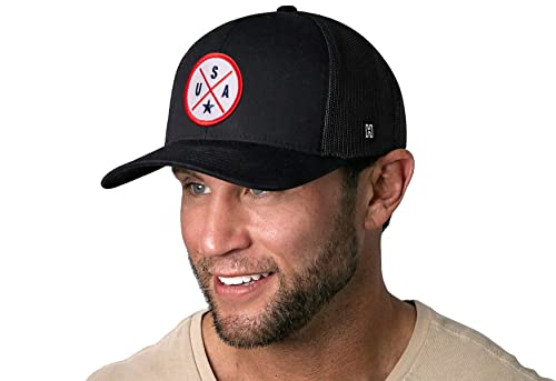 Image of HAKA State City Trucker Hat for Men & Women, Adjustable Baseball Hat, Mesh Snapback, Sturdy Outdoor Black Golf Hat