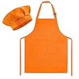 La dimensione del grembiule da cucina per bambini è di 59,7 x 46,5 cm con una cinghia regolabile per il collo e c'è una fascia elastica regolabile nascosta all'interno del cappello da chef, adatta per la maggior parte delle ragazze e dei ragazzi. Il grembiule per bambini viene fornito anche con 2 grandi tasche, è molto comodo per i bambini per riporre i loro strumenti di pittura o cottura