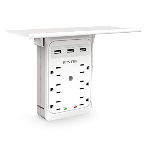 Multi Plug Outlet Extender with Shelf, KPSTEK 6 Power Wall Outlet