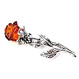 Ian and Valeri Co. Amber Fine Sterling Silver Classic Rose Pin Brooch