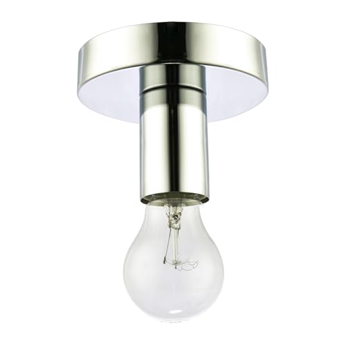 Image of Happy Homewares Polished Chrome Ceiling or Wall Light Fitting to Showcase Industrial Style Light Bulbs | 12cm x 8cm | 1 x 11w E27