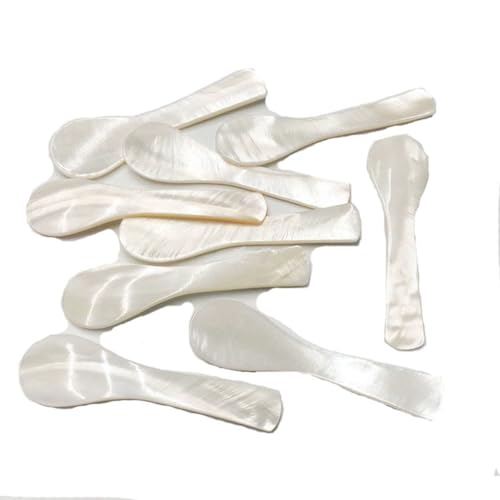 Egurs 2 cucharas de nácar, caviar de nácar, cucharas de huevo, cucharas de caviar con mango redondo, cuchara de nácar, cucharas de caviar hechas a mano, cucharilla de café, cuchara de postre, para