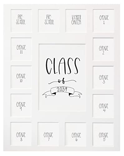 Image of Rustic Red Door White Class of 2039 School Years Picture Mat (11' x 14') - 15 Photo Collage Frame Mat for School Pictures - No Frame Included