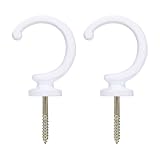 uxcell 2Pcs Curtain Holdbacks, Wall Mounted Drapery Tiebacks Hooks, Zinc Alloy Decorative Curtain Holders with Screws for Window Clothes Hat Towel, White