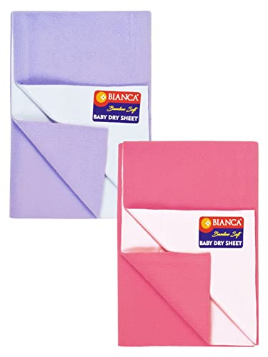 Image of BIANCA Soft Bamboo Baby Dry Sheet, Waterproof Breathable Anti Bacterial Mattress Protector -2pc Medium (smartdry) - Baby Dry Sheet & Mattress Protector. Smart Dry-dk.Pink /Violet