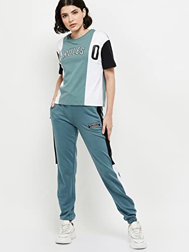 Image of Max Women Regular Fit Colourblock Round Neck T-Shirt
