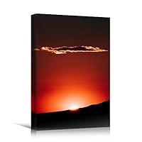 Canvas Wall Art Mountain Sunset Coastal Orange Photography Relax/Calm Romantics Sunset Warm - 12x18 inches