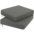 Favoyard Outdoor Chair Cushion 19 x 19 x 3 Inch Rainproof & 3-Year Fade Resistant Patio Furniture Cushions with Removable Cover and Adjustable Ties for Garden Sofa Couch Pads Set of 2, Dark Gray