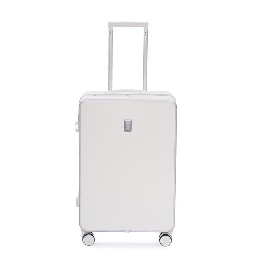 Image of SWISS MILITARY Black Gold Collection Lorenzo-65cm Check-in Hard PC Medium Trolley Luggage Suitcase with Secure Aluminium Frame with Anti-Theft Closure-Ideal for International Travel (70L) White