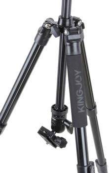Close-up of the Kingjoy tripod leg with the Kingjoy logo, showing the detachable leg feature.