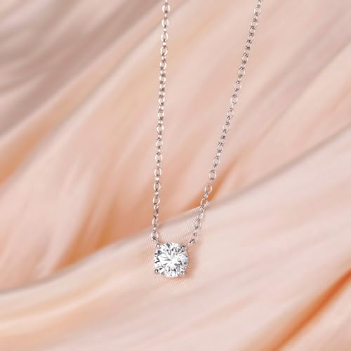 Eamti 925 Sterling Silver Necklace For Women 1Ct Round Cut Cubic Zirconia Cz Solitaire Necklace Dainty Jewelry Gifts For Women Extenders With Lobster Clasp Gifts Anniversary Day 16 Inch thumb #1