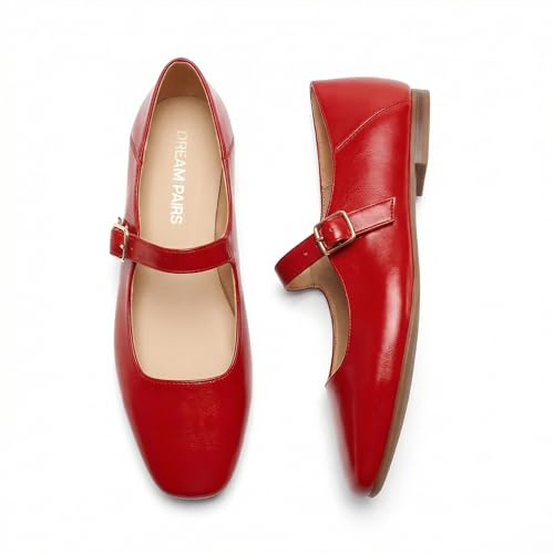 DREAM PAIRS Women's Flats Square Toe Mary Jane Flats Comfortable...