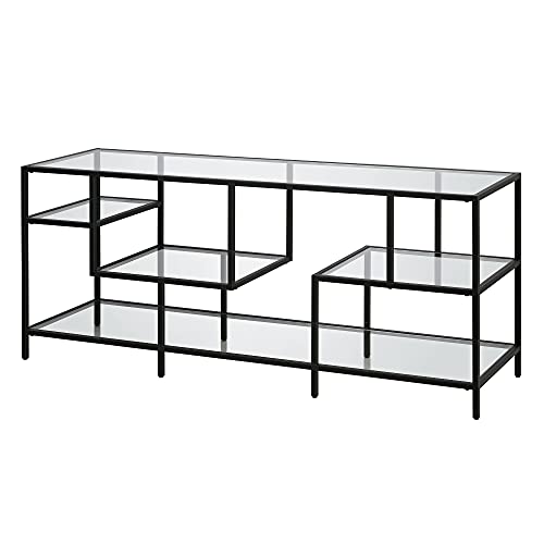 Deveraux Rectangular Tv Stand With Glass Shelves For Tv's Up To 65" In Blackened Bronze #TOP5
