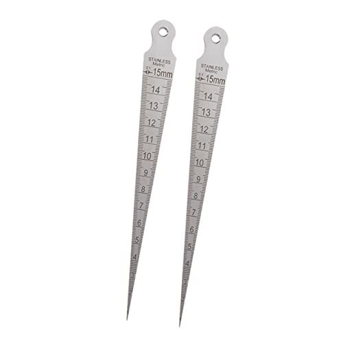 MUSISALY 2pcs Gauge Test Ruler Silver Stainless Steel Welding Gauge Test Taper Gauge Gap Hole Inspection Tool