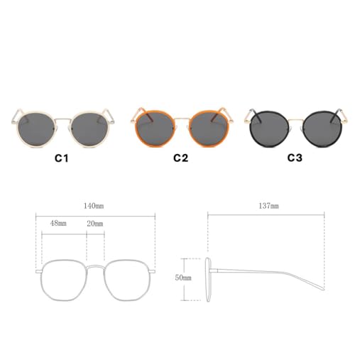 CHUANTEN Vintage Round Sunglasses Fashion Retro for Men Women Eyewear Uv400(Black Grey,one)3