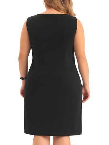 Agnes Orinda Plus Size Sheath Dress for Women Sleeveless Boat Neck Casual Straight Pencil Work Dresses4