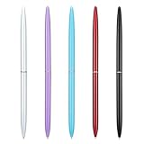 5 Pieces Metal Ballpoint Pen Set, Black Ink Slim Lightweight Smooth Writing Pen, for Business Office Teacher Student Wedding Guest, Wine Red, White, Black, Sky Blue, Purple