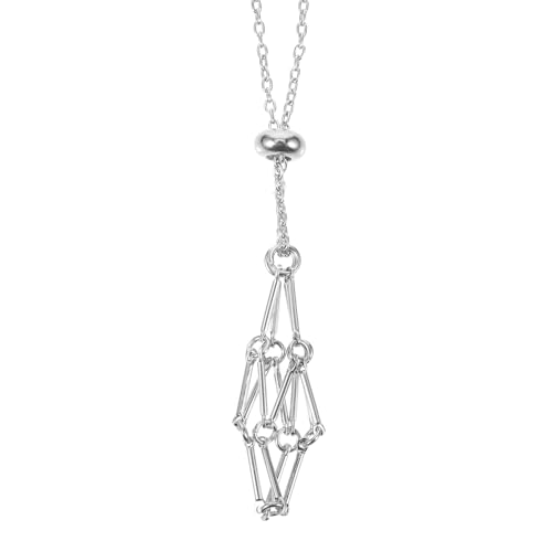 TOVINANNA Soporte para Collar de Metal Jaula Vacía para Piedras Preciosas, Cuerda Ajustable para Colgante de Cristal, Adecuado para Joyería y Manualidades DIY