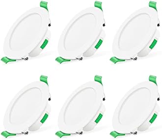ALUSSO LED Downlights Dimmable 7W IP44 Slim Recessed Ceiling Lights, 3CCT 3000K Warm 4000K Neutral 6500K Cool Adjustable Bathroom Spotlights, White, 6 Pack
