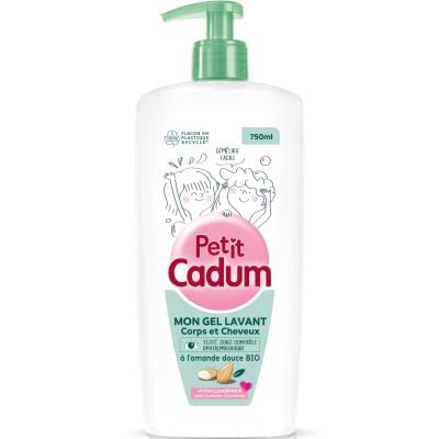 Cadum Petit Cadum Gel Lavant Corps et Cheveux Démêlage Facile à l'Amande Douce Bio, 750 ml (Lot de 1)