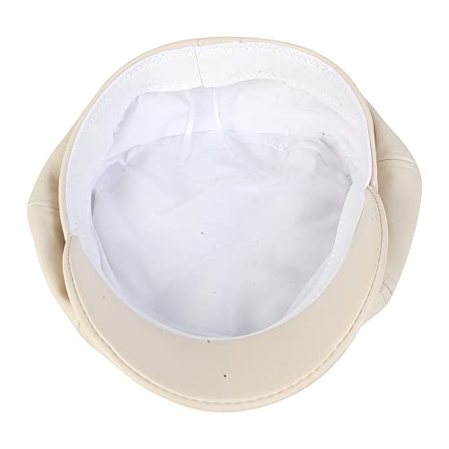 Image of iSWEVEN French Beret Cap All Season Unisex Artist Newsboy Hats, Ascot PU Leather British Style Adjustable Women's Caps (WBC8110, Free Size)