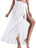 CHICGAL Sarong Wraps for Women Long Bathing Suit Cover Up Beach Tie Swimwear Summer Bikini Swimsuit Coverups (White)