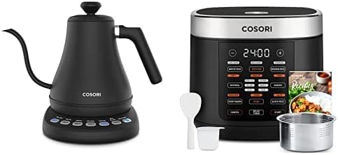 COSORI Rice Cooker 10 Cup Uncooked Rice Maker with 18 Cooking Functions & COSORI Electric Kettle Gooseneck with Temperature Control