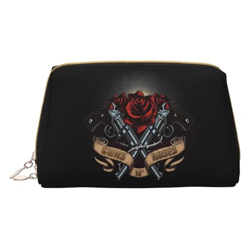 ガンズアンドローゼズ 化粧ポーチ 化粧品バッグ 化粧品収納 ジッパー付き レザー トラベルバッグ 大容量 ポータブル 多機能 筆箱 筆入れ 収納バッグ 防水