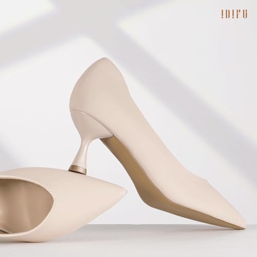 IDIFU IN3 Women's Pumps Kitten Closed Toe Heels Low Pointed Toe Heels Wedding Bridal Office Formal Work Prom Dress Shoes for Women Comfortable Dressy Trendy Cute Pumps Shoes4