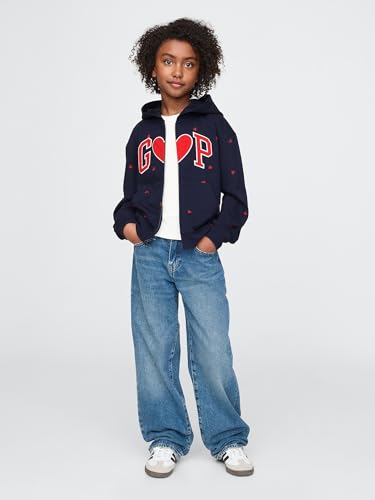GAP Girls' Fleece Logo Full-Zip Hoodie3