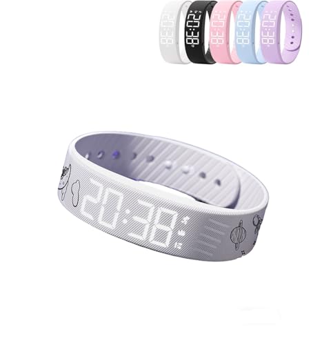 Fitsleeps Alarm Clock Watch – Silent Vibration Wake-Up Bracelet for Deep Sleepers | USB Rechargeable Smart Wristband, IP65 Waterproof (WhiteAXH)