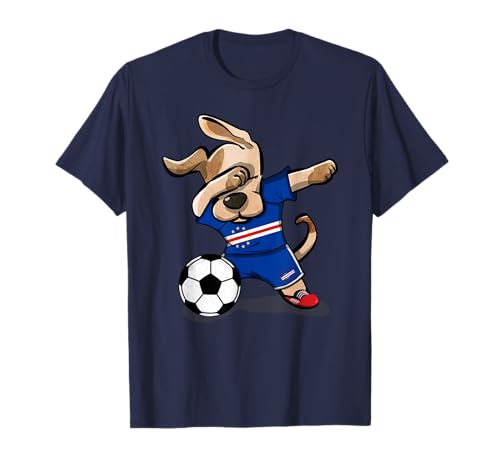 Dabbing Dog Cape Verde Fußball-Fans Trikot Pride Fußball T-Shirt