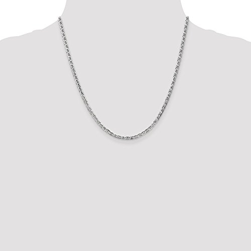 Solid 14K White Gold 3Mm Concave Anchor Mariner Chain Necklace - With Secure Lobster Lock Clasp 18" #TOP1