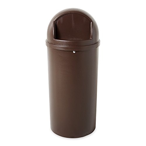 Image of Rubbermaid Commercial Marshal Products Classic Outdoor /Indoor Trash Can with Lid, Round, 15-Gallon, Brown, Garbage Container /Waste Basket for Lobby /Office /Restroom /Restaurant /School