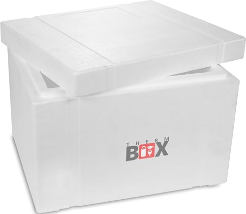 THERM BOX Styroporbox 53W Innen: 47x38x29cm Wand: 5cm Volumen: 53,24L Isolierbox Kühlbox Warmhaltebox Wiederverwendbar