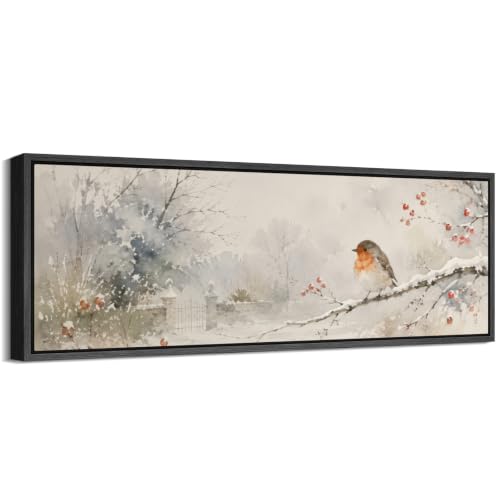 Image of MUDECOR Large Framed Canvas Print Wall Art Robin Bird for Living Room