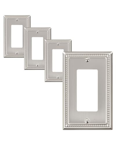 TREEWELL 4-Pack Decorator Outlet Cover Plate, Brushed Nickel