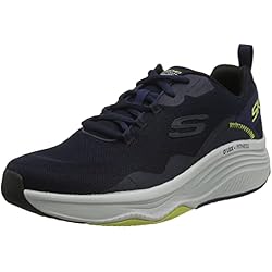 Skechers D'LUX FITNESS ROAM FREE, Zapatillas para Hombre, Navy Mesh/Synthetic/Lime Trim, 42 EU