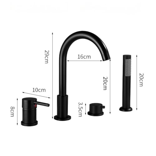 Mitigeur de douche baignoire noir avec ensemble pommeau mural