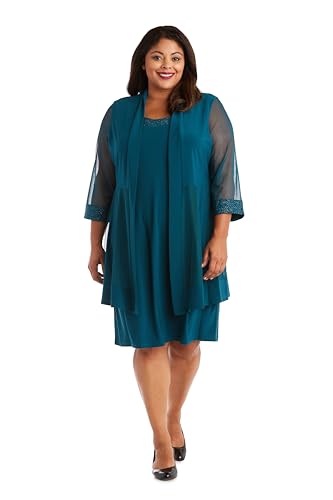 Image of R&M Richards Women's Petite Glitter Trim Jacket Dress