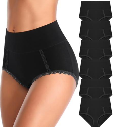 Image of MISSWHO Cotton High Waisted Soft Womens Underwear Breathable Panties, Multipack
