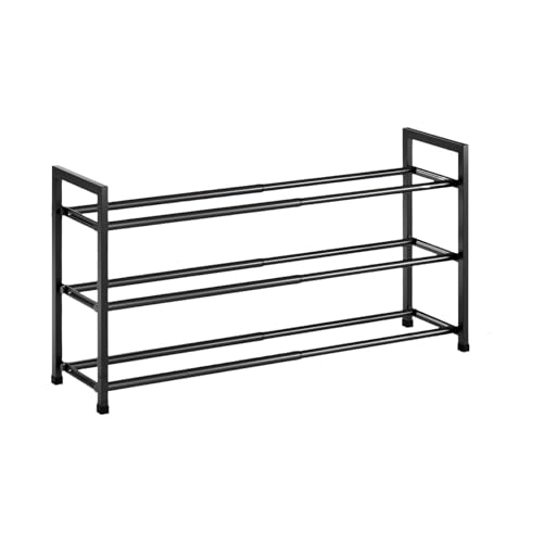Étagère à chaussures métal noir pliable et extensible pour entrée contemporaine - 2