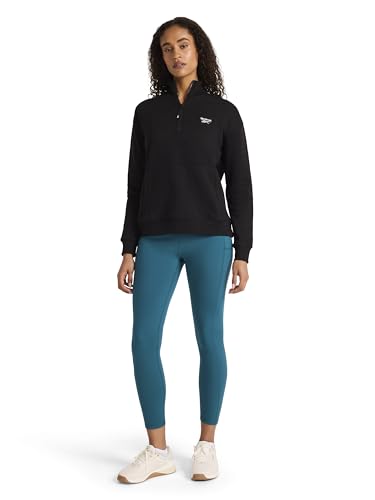 Reebok Women’s Classic Half-Zip Sweatshirt, Standard Fit, Midweight Cotton-Poly Fleece Fabric, Black, X-Large - image 3