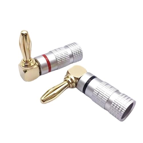 Conectores banana chapados en oro con ángulo de 90 grados para cable de audio premium