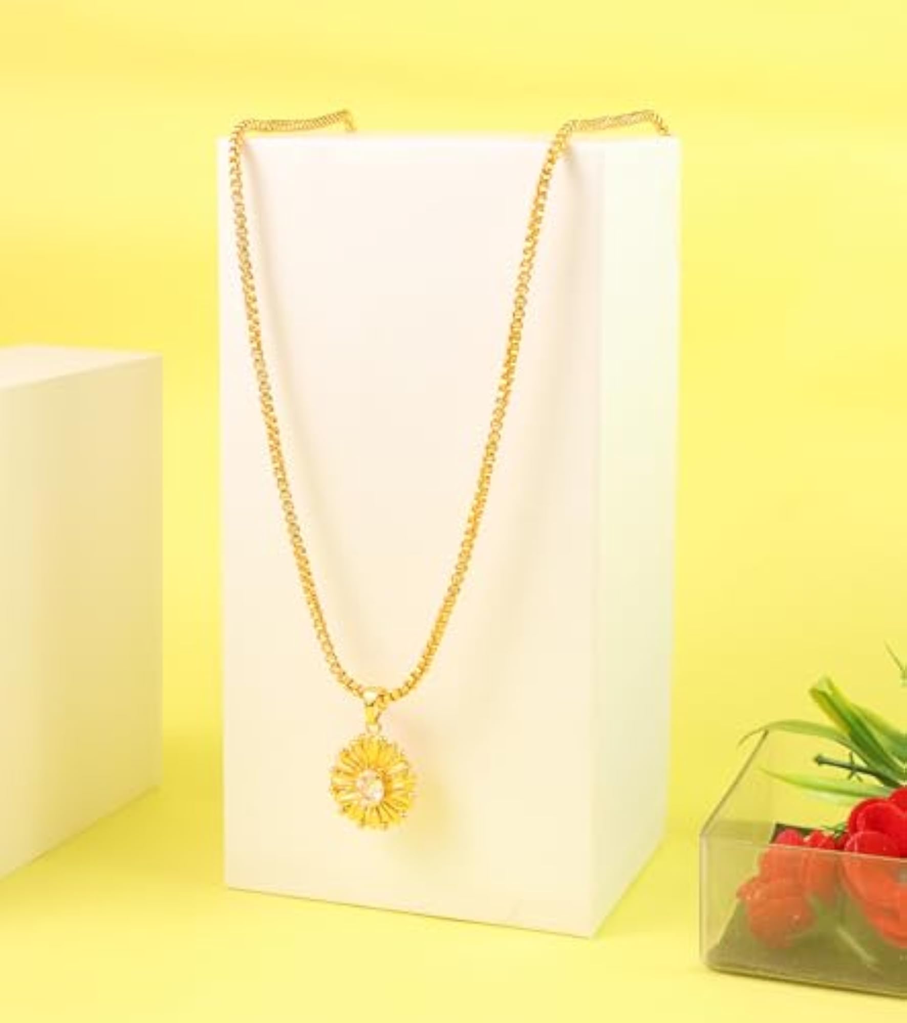 One Gram Micro Plated Handcrafted Dollar Pendant Chain for Women