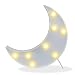 Pooqla Decorative LED Crescent Moon Marquee Sign - Moon Marquee Letters LED Lights - Nursery Night Lamp Gift for Children (White)