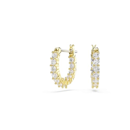 Swarovski Matrix Vittore hoop earrings, Round cut, White, Gold-tone Finish