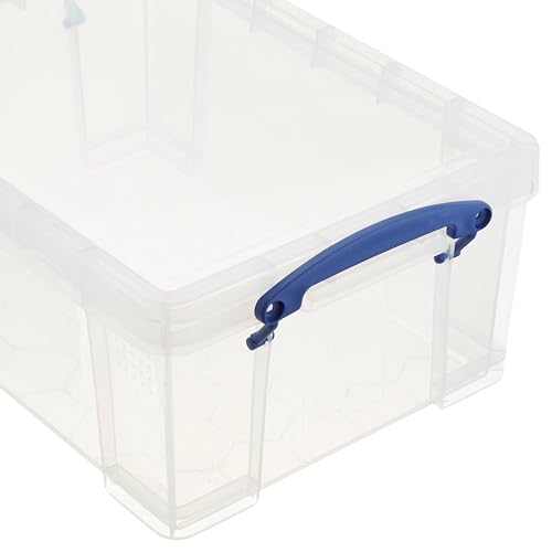 Image of Really Useful Box Stackable 9 Liter Plastic Storage Container, 10 Pack | Bin with Snap Lid & Built-In Clip Lock Handles for Home & Office Organization
